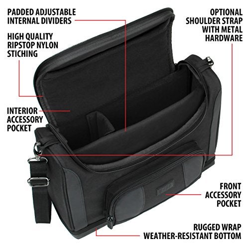 USA GEAR Mini Projector Case Shoulder Bag - Portable Projector Carrying Case with Interior Padded Dividers, Weather Resistant Exterior - Compatible with TMY Projector, HAPPRUN and More - Black - Image 4