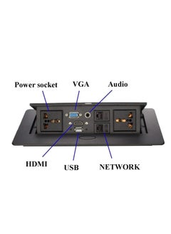 Next Life Pop up Desktop Power Socket,Multimedia Socket Table socket with 2 Power, USB Data, Telephone, Internet, VGA, HDMI, 3.5 Audio for Office  - Image 2