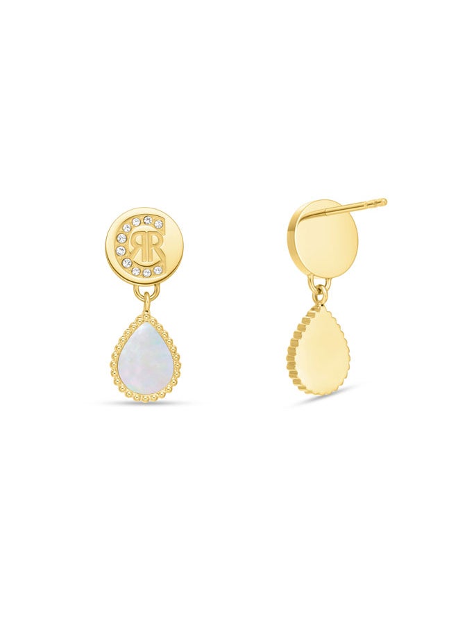 CERRUTI 1881 Eletra Gold Plated with White Mother of Pearl and Crystals Earrings for Women  - Image 3
