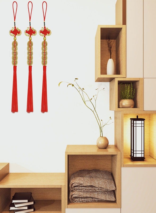 وهاواي Feng Shui Money Frog 4 Pieces Chinese Knot Lucky Coins Feng Shui Red Tassel Hanging Fortune Coin, Red Blessing Bag for Attracting Wealth Success Home Car Decoration - Image 4