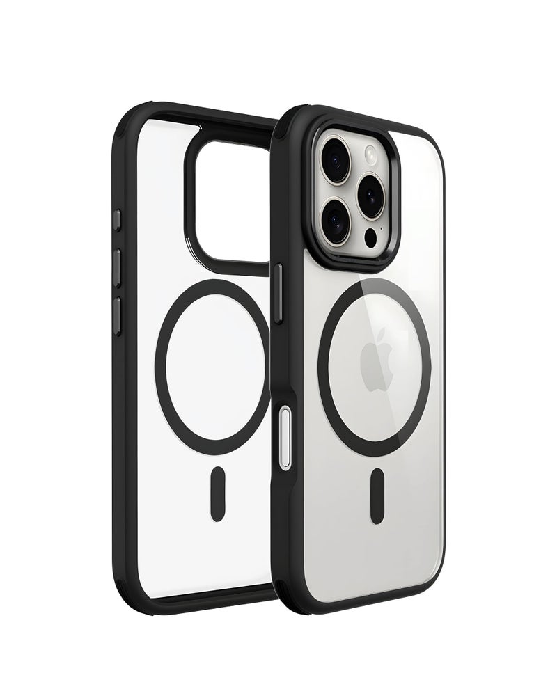 DailyObjects Polycarbonate Case for iPhone 16 Pro Compatible with Mag-Safe Wireless Charging | Black Hybrid Magnetic Armour Slim Shockproof Back Cover - Image 5