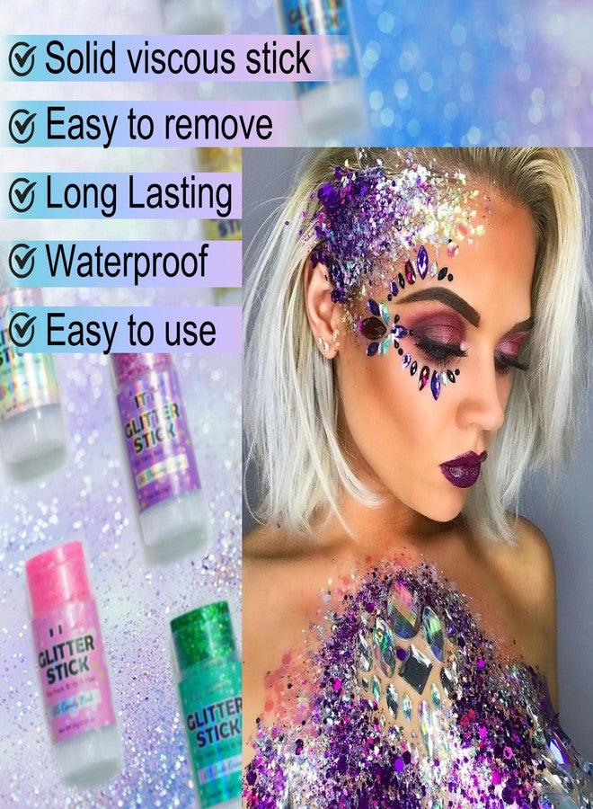 Miniling Glitter Stick,Gold Sparkly Glitter for Body & Hair,Singer Concerts Lover Heart Chunky Glitters,Gold Crystal Gel Makeup,Shimmer Face Paint for Memorial Day, Veterans Day - Image 4
