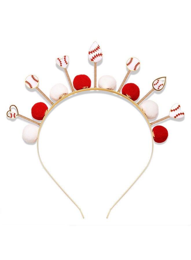 Boderier Game Day Sports Hairband Hair Accessories For Womenfootball Baseball Headband Head Bopper Headband Pompom Tiara Headband (Baseball Pompom) - Image 1