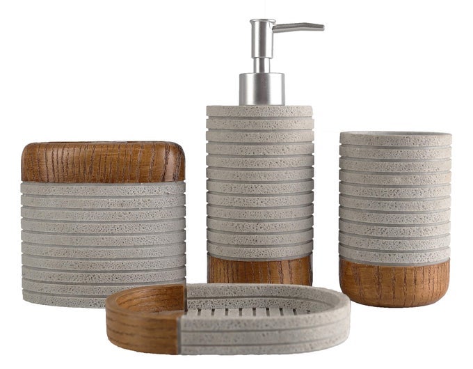 BATHROOM ACCESSORIES SETTOOTHBRUSH HOLDERFARMHOUSE BATHROOM DECOR4 PCS RESIN GIFT SET APARTMENT NECESSITIES CONTAIN TOOTHBRUSH CUPSOAP DISPENSERSOAP DISHTUMBLER