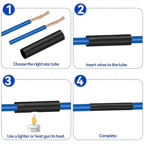 TOP-VIGOR 10mm(3/8 Inch) Heat Shrink Tubing 16.4FT 2:1 Ratio Heat Shrink Tube, Heat Shrink Sleeving for Electrical Insulation Repairs, Wrap Cable, Wire Connectors, White - Image 5