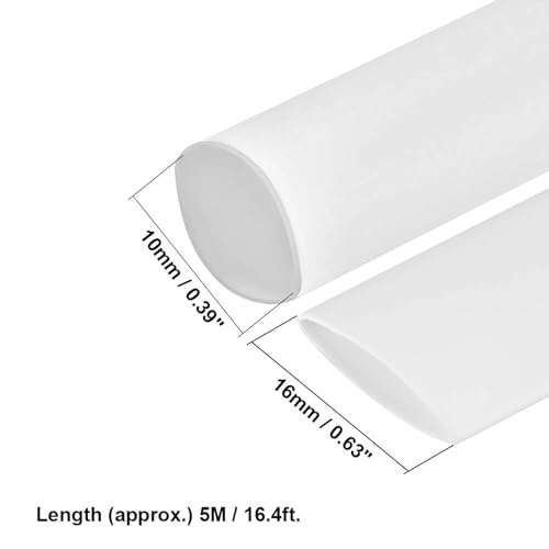 TOP-VIGOR 10mm(3/8 Inch) Heat Shrink Tubing 16.4FT 2:1 Ratio Heat Shrink Tube, Heat Shrink Sleeving for Electrical Insulation Repairs, Wrap Cable, Wire Connectors, White - Image 2