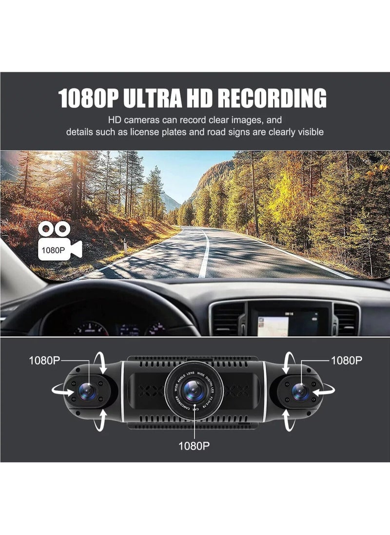 LAESO - Dash Cam, 4 Channel FHD 1080P, 360° All-Around Car DVR System, Built-in WiFi and GPS, Adjustable Lens Dash Camera for Cars with Night Vision, G-Sensor, 24 Hours Parking Mode(Included 64G Card) - Image 1