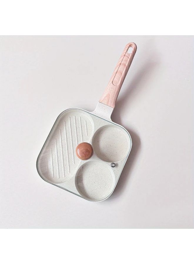 3 Section Nonstick Aluminum Frying Pan With Cover Beige For Eggs Steaks Breakfast Skillet - Image 4