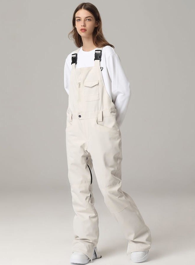 SEARIPE Womens Ski Pants Waterproof Ski Bibs Women Insulated Snow Bibs Adjustable Overalls Ripstop Snowboard Pant(White,L) - Image 5