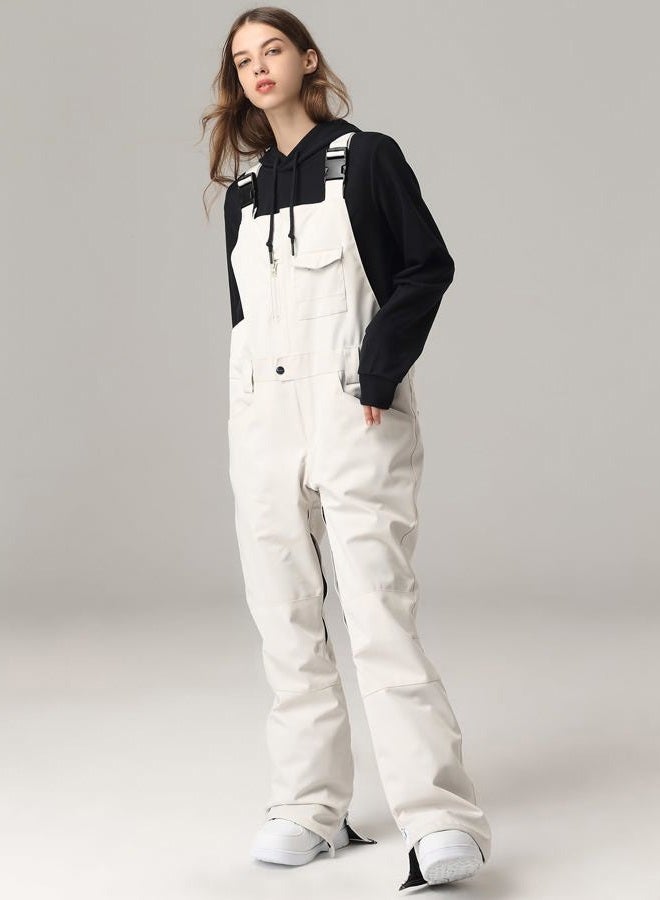 SEARIPE Womens Ski Pants Waterproof Ski Bibs Women Insulated Snow Bibs Adjustable Overalls Ripstop Snowboard Pant(White,L) - Image 4