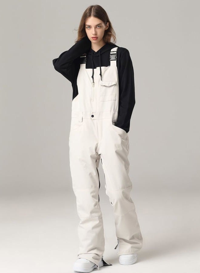 SEARIPE Womens Ski Pants Waterproof Ski Bibs Women Insulated Snow Bibs Adjustable Overalls Ripstop Snowboard Pant(White,L) - Image 3