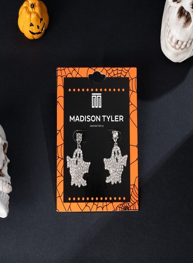 Madison Tyler أقراط ماديسون تايلر المتدلية بتصميم شبح الهالوين للنساء | أقراط متدلية من الكريستال مضادة للحساسية لحفلات الهالوين | هدايا الهالوين - Image 5
