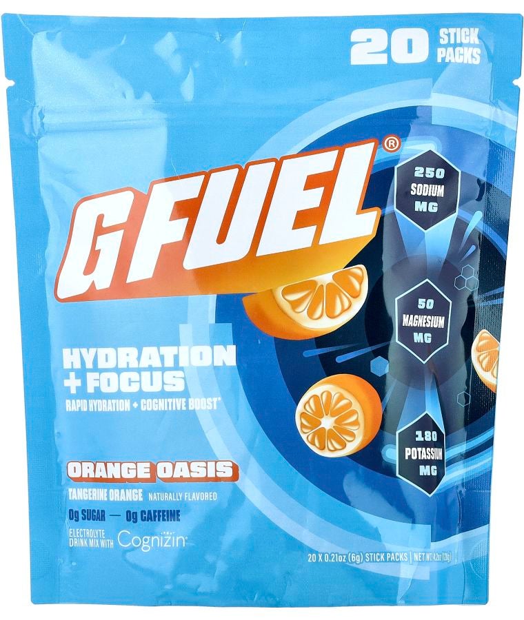 G Fuel Hydration + Focus Electrolyte Drink Mix with Cognizin® Orange Oasis 20 Stick Packs 0.21 oz (6 g) Each