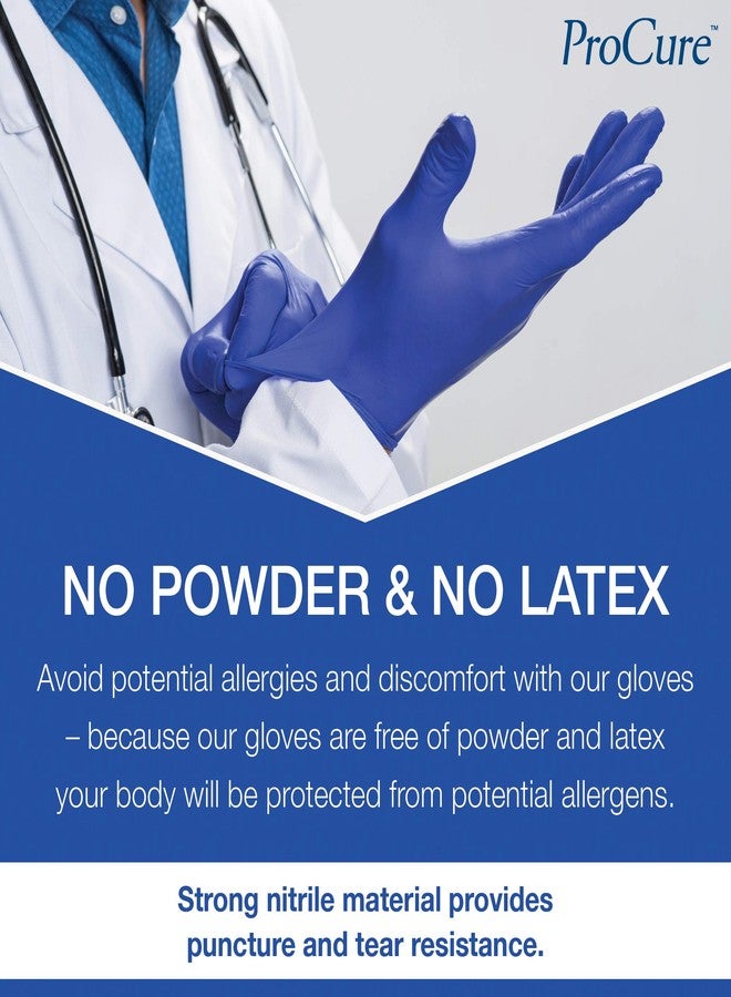 ProCure [200 Count Disposable Nitrile Gloves Medium - Powder Free, Rubber Latex Free, Medical Exam Grade, Non Sterile, Ambidextrous - Soft with Textured Tips - Cool Blue - Image 5