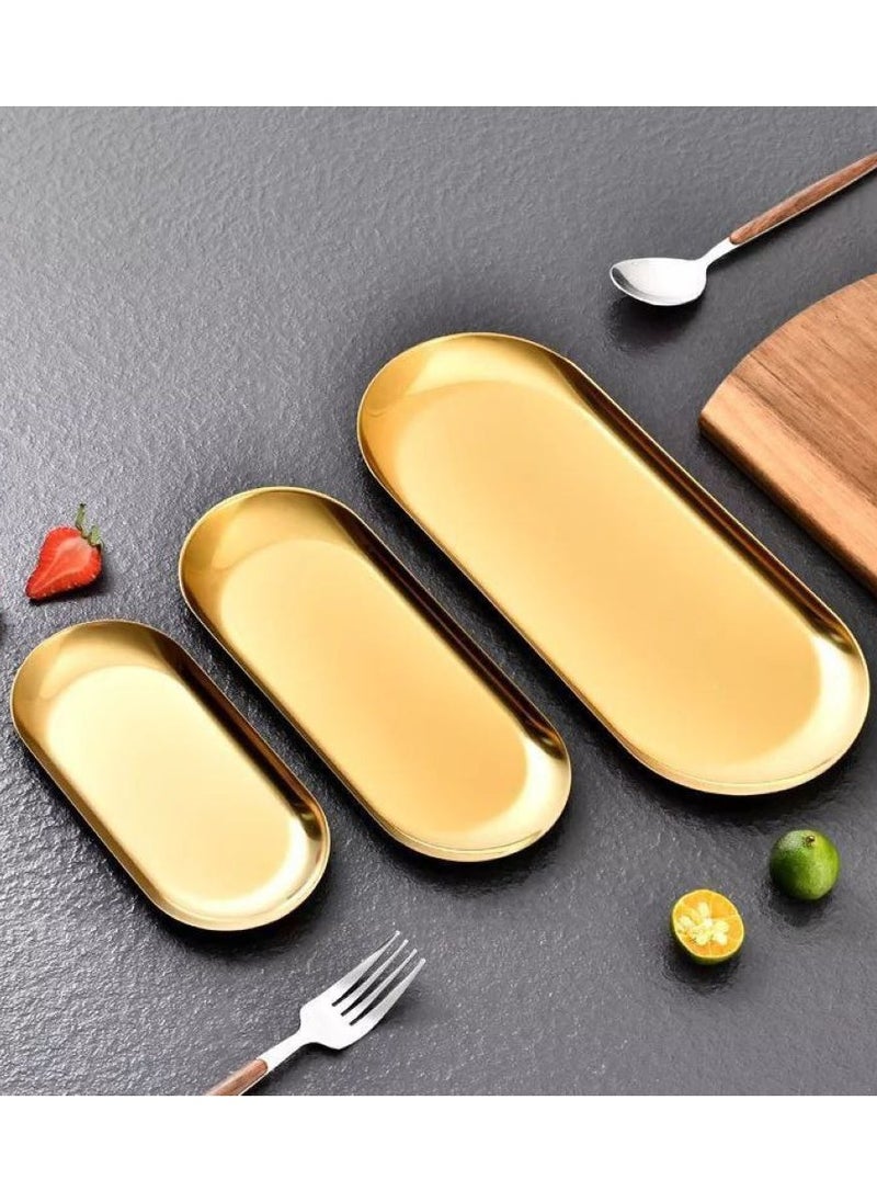 Generic - 3 Golden Rectangular Serving Tray Different Sizes - Image 1