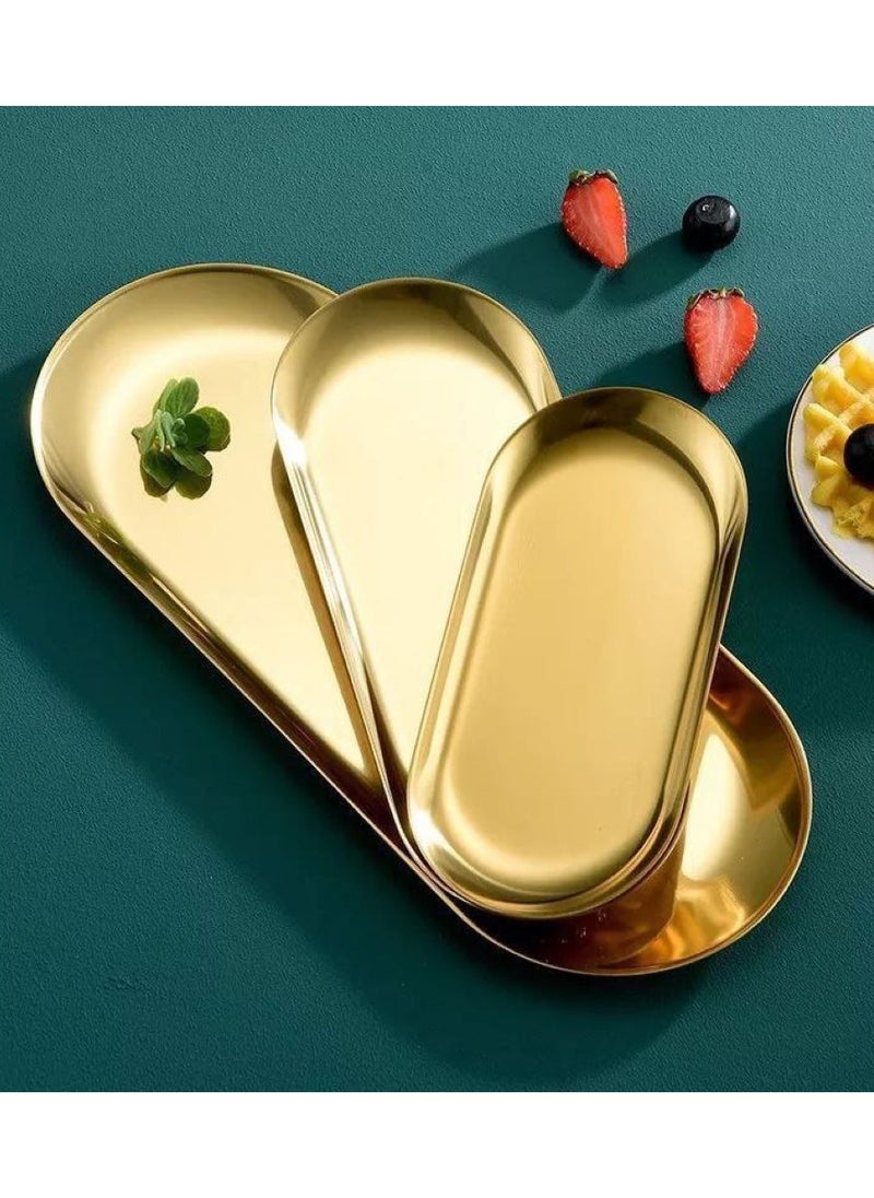 Generic - 3 Golden Rectangular Serving Tray Different Sizes - Image 1