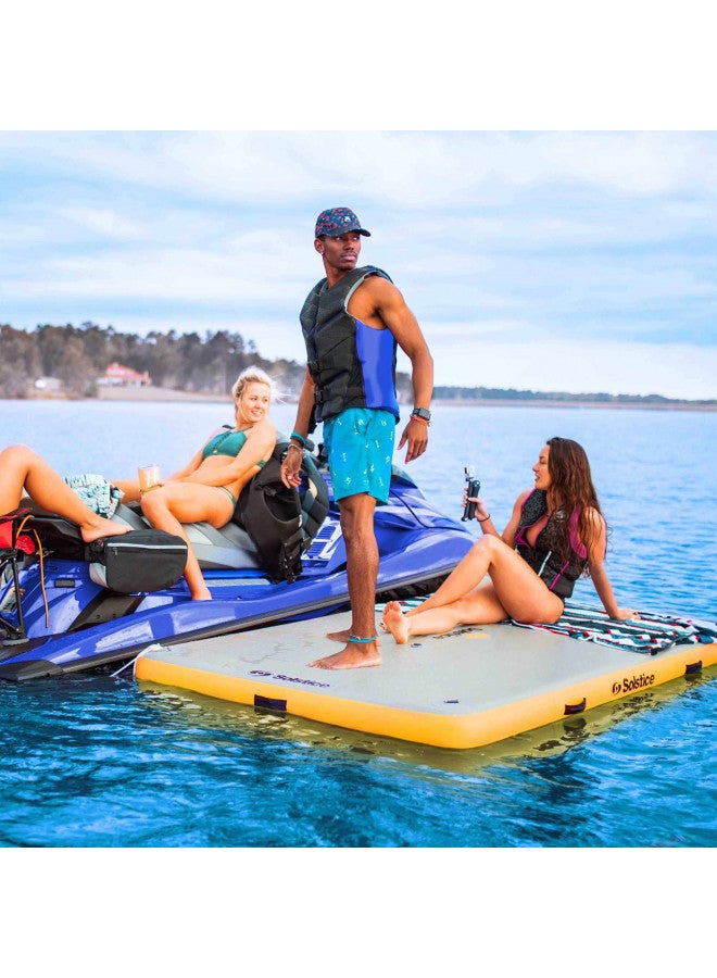 Solstice 8 x 5 ft Heavy Duty Inflatable Floating Dock Water Lounger Rafting Platform Table Bed w/Pump & Storage Bag for Lakes, Pools, & Rivers, Multi - Image 3