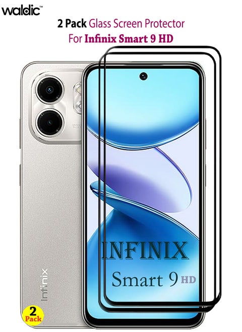 2 Pack Screen Protector for Infinix Smart 9 HD | Tempered Glass Available in Combo Pack Compatible with Infinix Smart 9 HD | Screen Protector Full HD Quality Tempered Glass Anti-Scratch Edge to Edge Coverage with Easy Installation Kit - Black