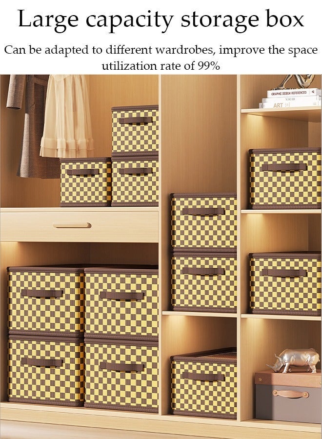 DUNISO 6 Pcs Foldable Storage Box, Large Collapsible Oxford Cloth Checkerboard Storage Boxes with Handle, Organizer Basket Cube for Home, Bedroom, Closet, Office and Nursery - Image 2