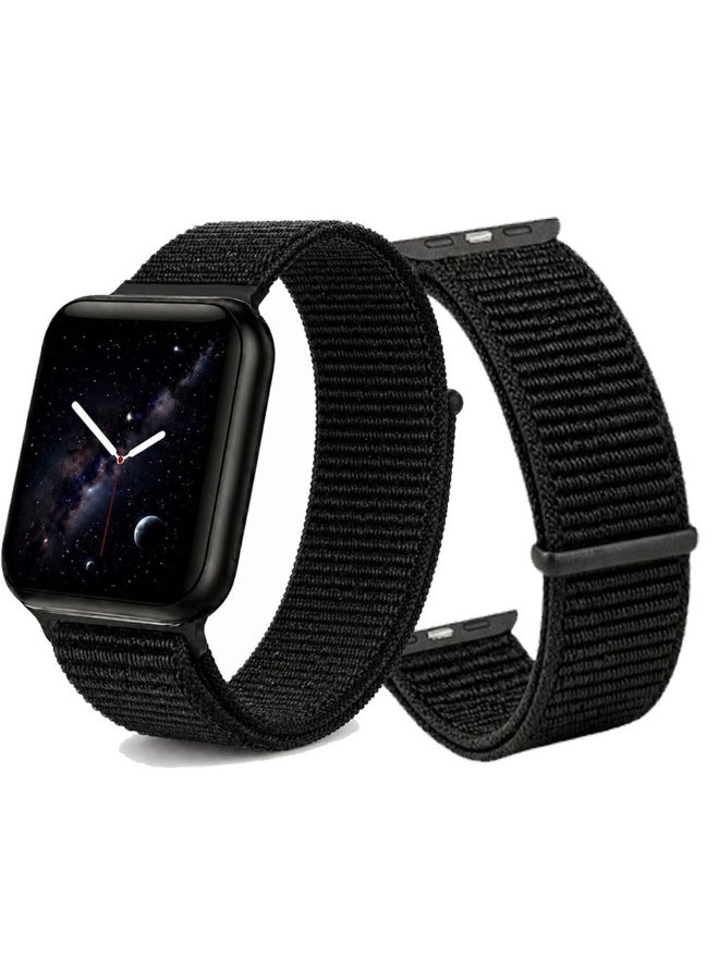 MARGOUN Breathable Nylon Sport Loop Band Compatible with Apple Watch 44mm 45mm 46mm 49mm for Women Men, iWatch Wrist Straps for Ultra 3 2, Se, Series 11 10 9 8 7 - black - Image 2
