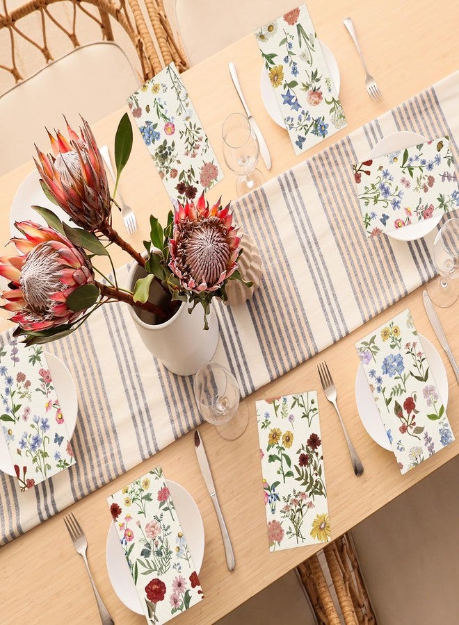 Quera 100 Pcs Floral Paper Napkins Watercolor Flower Disposable Paper Hand Towels Vintage Spring Plants Guest Napkins for Wedding Birthday Table Decor Party Supplies，4.3"*7.8" - Image 5