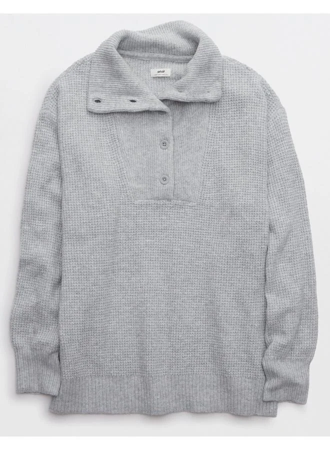 Aerie Aerie CozyUp Waffle Button Sweater