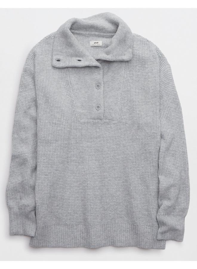 Aerie CozyUp Waffle Button Sweater - Image 3