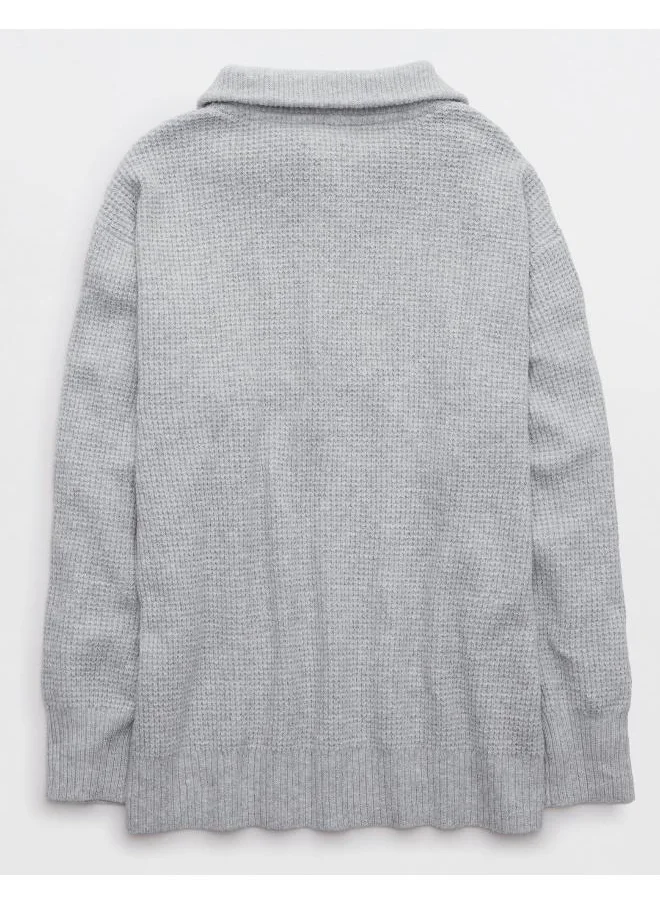 آري من امريكان ايجل Aerie CozyUp Waffle Button Sweater