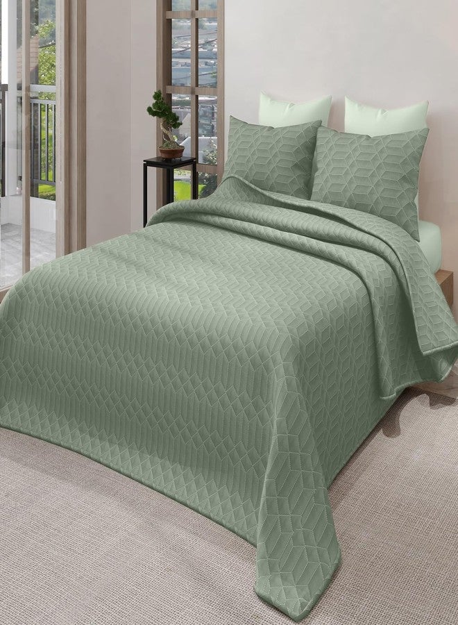 LABHAM® Azure King Size Bedcover Set - 300GSM Ultra Sonic Quilted, (90"x108") Super Soft, Durable, Easy Care, Bedspread with 2 Pillow Covers & Storage Bag (SAGE Green) - Image 1