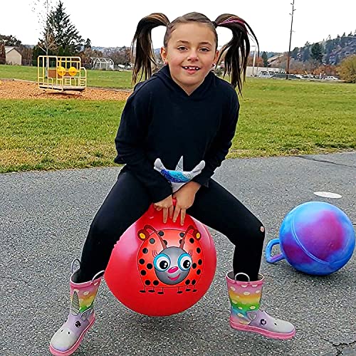 XXSSIER Jumping Hopping Ball for Kids With Air Pump - Hip-Pity Bouncy With Handles for Boys Girls Toys (Multicolor, 75 CM, Handball) - Image 4