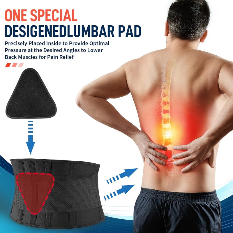 FEATOL 4XL Lumbar Support Belt for Men Heavy Lifting Work, Back Brace for Lower Back Pain, Breathable Support Belt with Lumbar Pad for Scoliosis, Herniated Disc, Sciatica (Fit Size:63''-68.9'') - Image 3