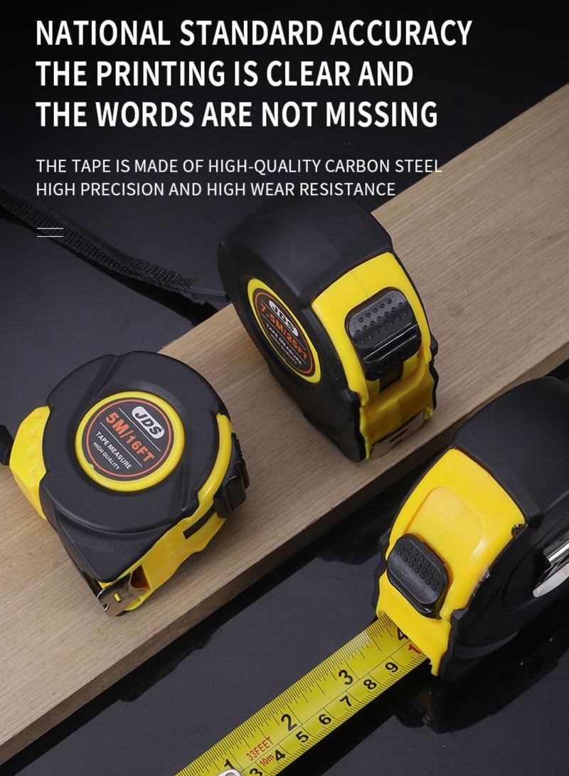 جي دي أس شريط قياس قابل للسحب السائبة 3m شريط قياس صغير جيب بوصة صغيرة وقياس متري لمزايا حزب البناء ، وعملية عناصر عيد الميلاد ، هدايا الرجال (الأصفر والأسود) - Image 4