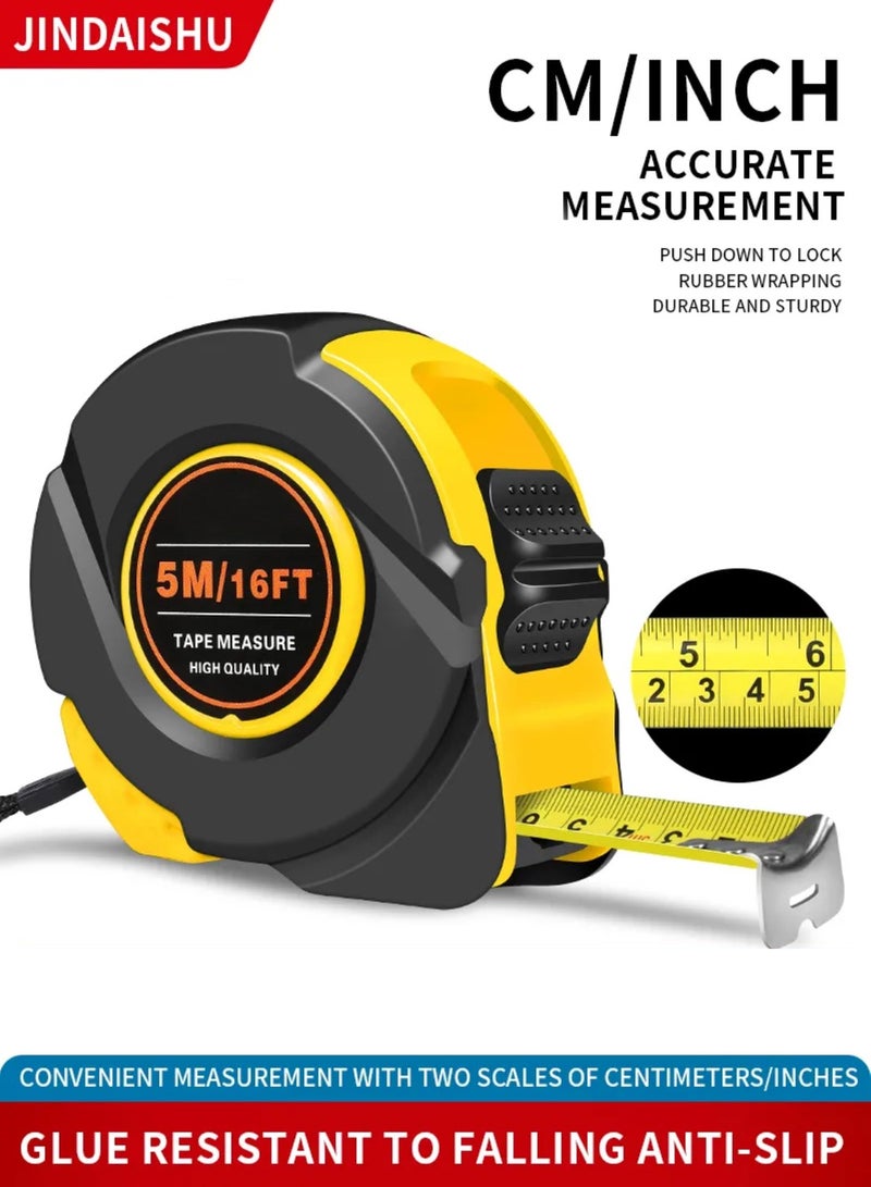 جي دي أس شريط قياس قابل للسحب السائبة 3m شريط قياس صغير جيب بوصة صغيرة وقياس متري لمزايا حزب البناء ، وعملية عناصر عيد الميلاد ، هدايا الرجال (الأصفر والأسود) - Image 1