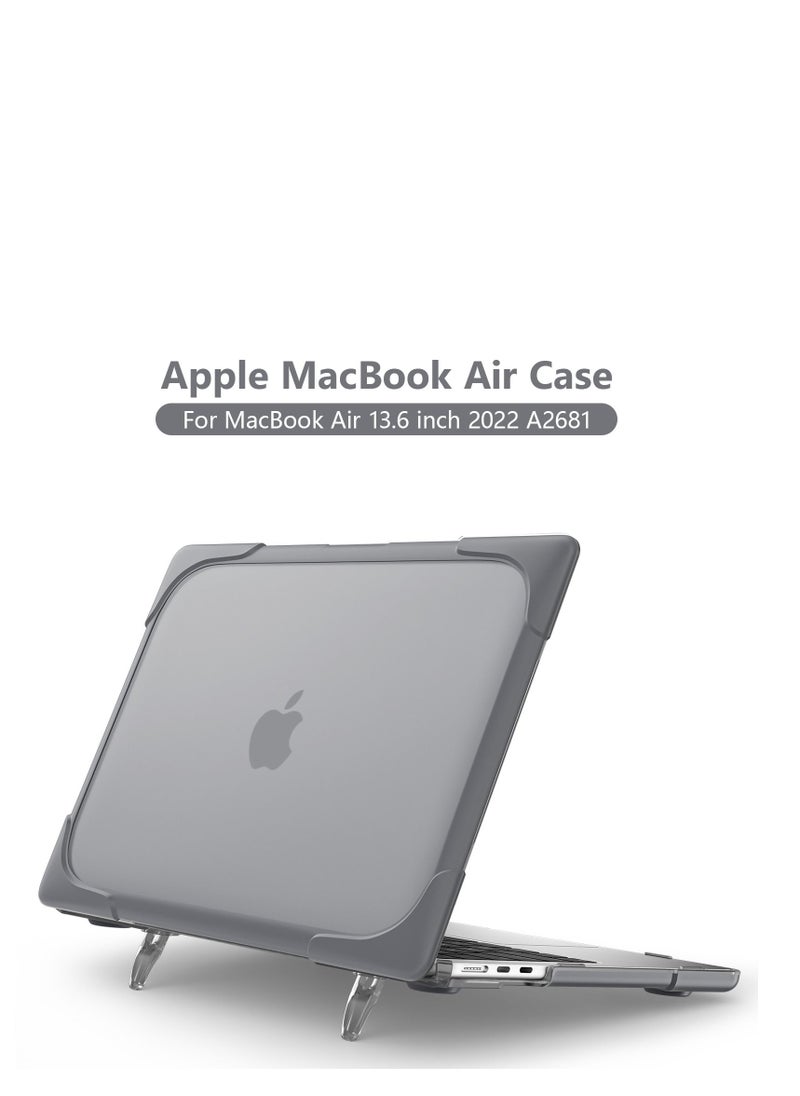 GULFLINK - Hard Shell Case Cover with Kickstand Shockproof Function for MacBook Air 2022 (A2681) 13.6inch Grey - Image 1