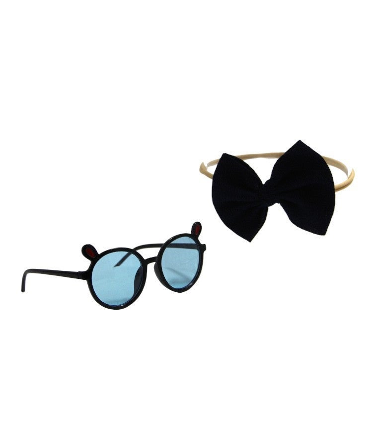 D'Daniela Layla Glasses and Bow Barrette Ponytail Set For Babies and Girls - Blue - Image 1