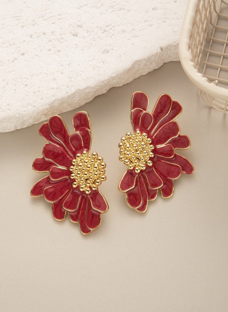 Delicate Daisy Flower Earrings with Layered Petals - Minimalist and Fresh Style - Image 2