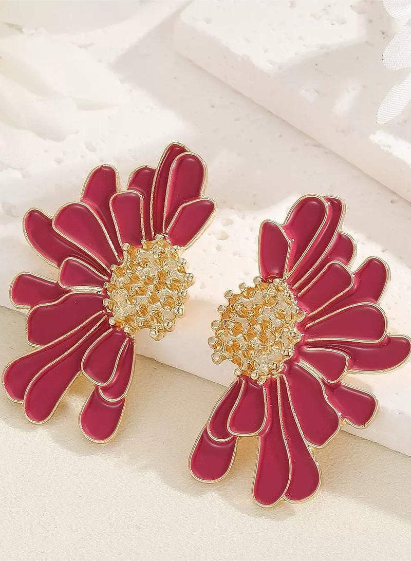 Delicate Daisy Flower Earrings with Layered Petals - Minimalist and Fresh Style - Image 3