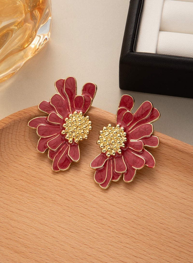 Delicate Daisy Flower Earrings with Layered Petals - Minimalist and Fresh Style - Image 4