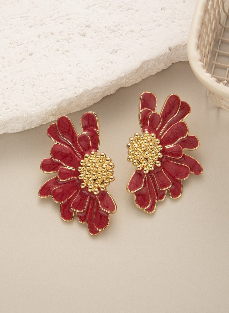 Delicate Daisy Flower Earrings with Layered Petals - Minimalist and Fresh Style - Image 5