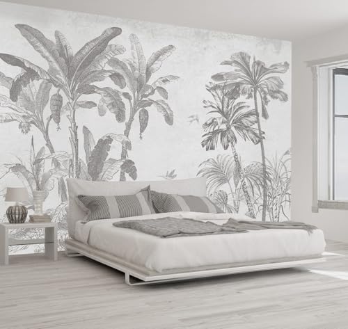 WFBHUA Gray Jungle Landscape Wallpaper Mural Tropical Banana Leaf Wall Mural Not Peel and Stick - Image 1