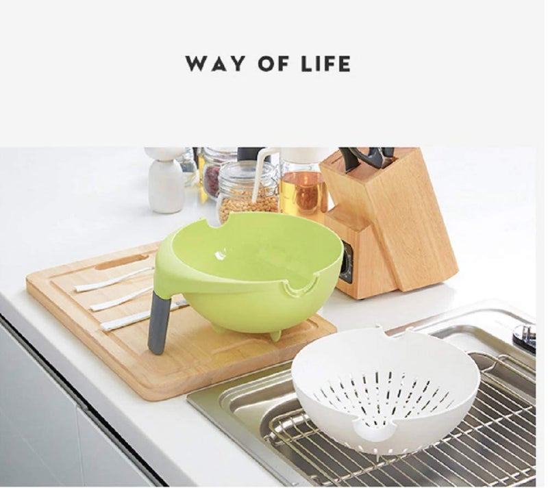 Param DoubleLayer rotatable Drain Bowl and Basket for Cleaning Washing Mixing Fruit and Vegetable Fruit Bowls - Image 3