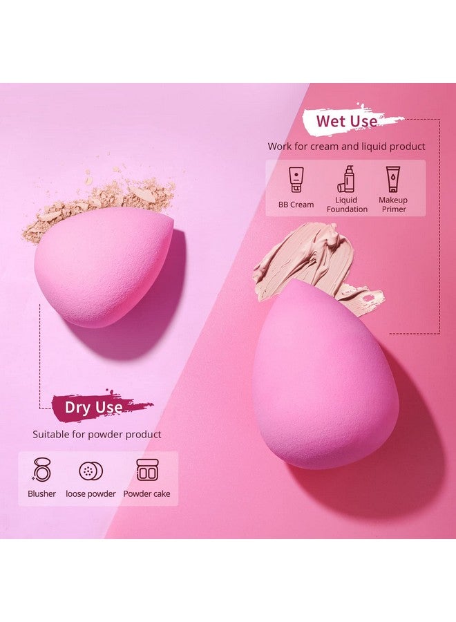 BEAKEY Latex Free Blender Makeup Sponge For Blending, Pink Makeup Sponge Set, Soft Beauty Sponge, For Flawless Application Of Liquid, Cream, And Powder Cosmetics, Pink Makeup Gifts - Image 4