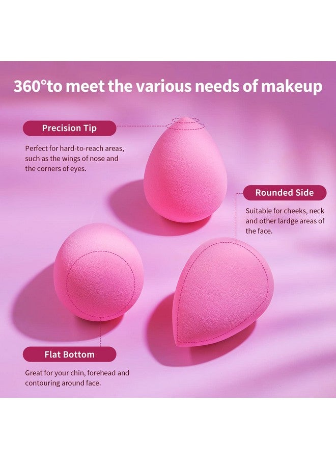 BEAKEY Latex Free Blender Makeup Sponge For Blending, Pink Makeup Sponge Set, Soft Beauty Sponge, For Flawless Application Of Liquid, Cream, And Powder Cosmetics, Pink Makeup Gifts - Image 3