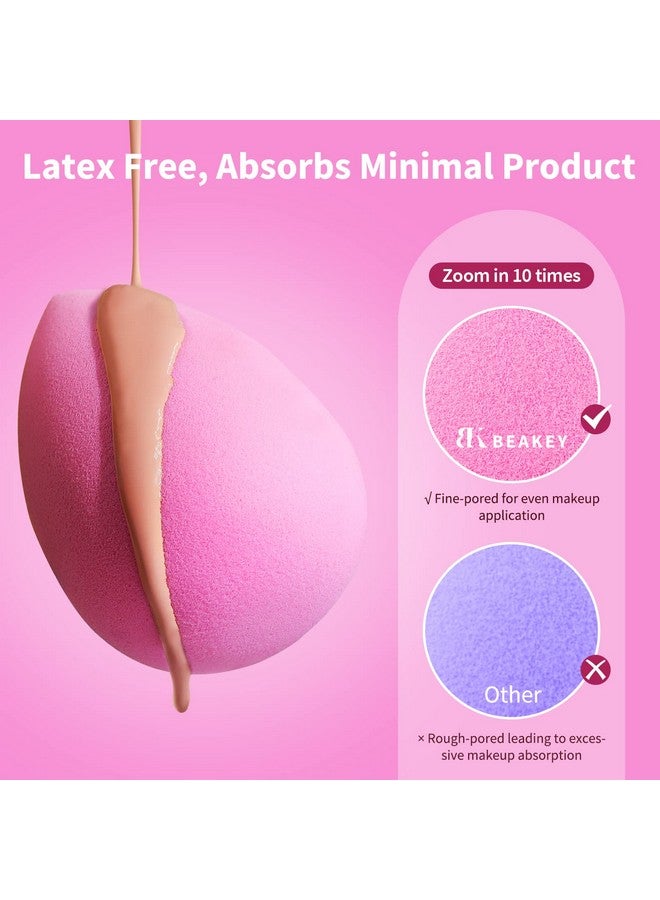 BEAKEY Latex Free Blender Makeup Sponge For Blending, Pink Makeup Sponge Set, Soft Beauty Sponge, For Flawless Application Of Liquid, Cream, And Powder Cosmetics, Pink Makeup Gifts - Image 5