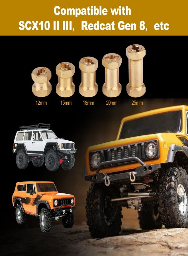 HobbyPark RC Brass Spacers 12mm Wheel Hex Hubs Extenders for 1/10 RC Crawler Axial SCX10 Wheels Extension Hex Drive Adapter (18mm) - Image 5