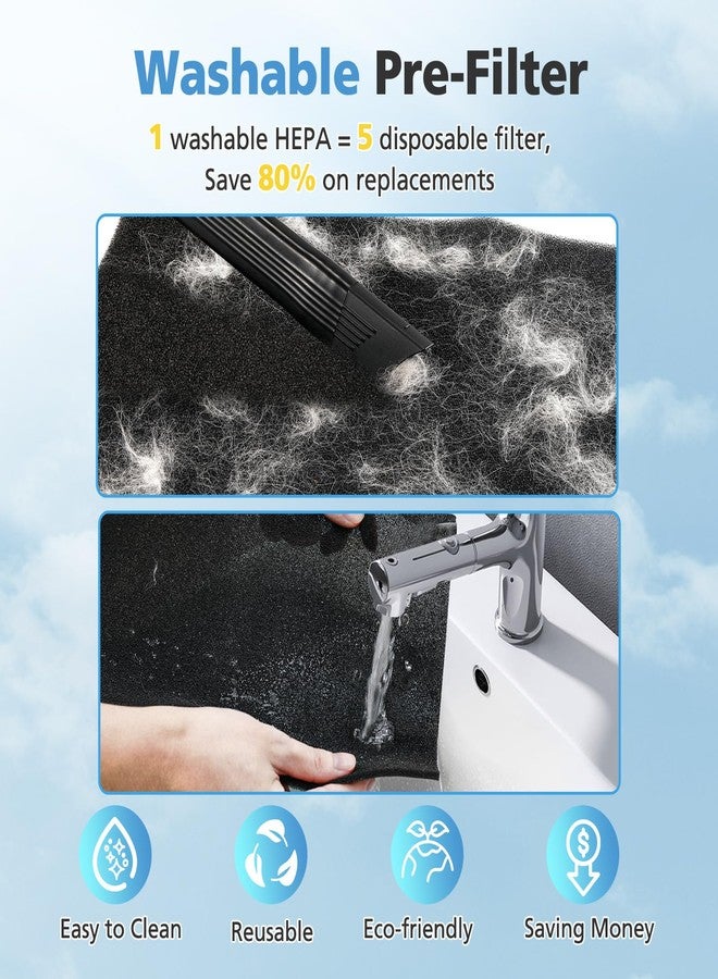 إيزينجو عبوة من 4 فلاتر بديلة متوافقة مع جهاز تنقية الهواء Trucozie T554، نظام ترشيح 3 في 1، فلاتر بديلة مع كربون نشط لغرف المنزل، 4 فلاتر HEPA و8 فلاتر أولية قابلة للغسل. - Image 5