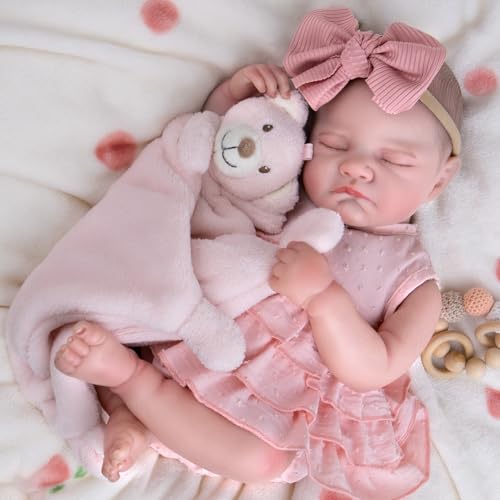 Aori Reborn Baby Dolls Girl 20 Realistic Sleeping Newborn Lifelike Poseable Vinyl Baby Doll with Feeding Outfit Set Soft Weighted Body for Cuddling Suit for Collectors Kids 3 - Image 5