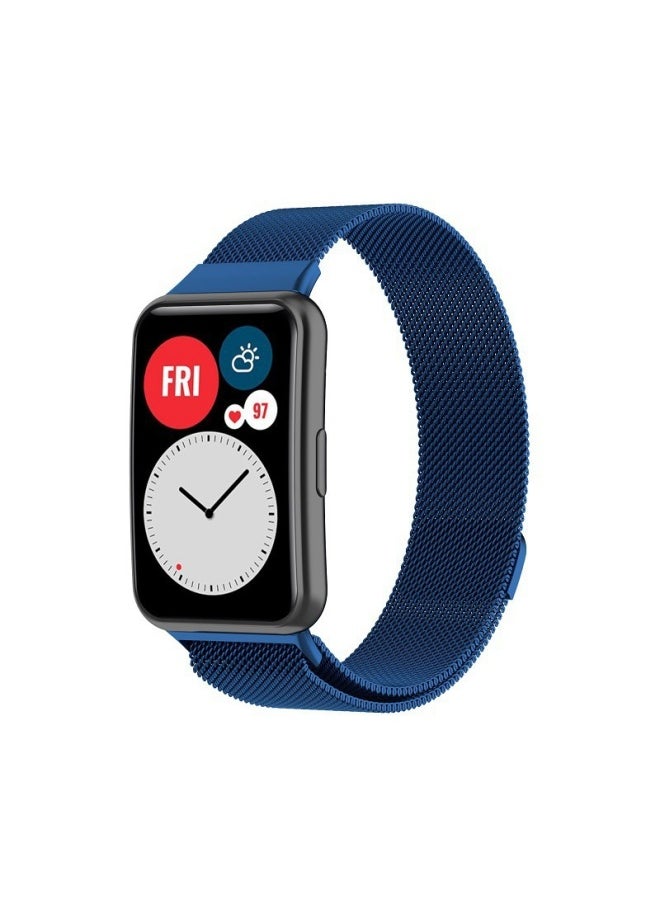 Generic - For Huawei Watch Fit Milan Strap Stainless Steel Metal TIA-B09 Milanese Nice Wristband-Color:Black Room Red (Milan Magnetic Attraction) - Image 1