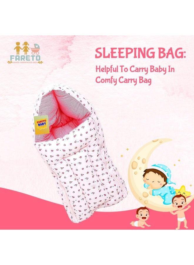 FARETO Gift Pack Combo Of 2 New Born Baby Sleeping Bag Cum Carry Bag 0 6Months Pink And Blue - Image 3