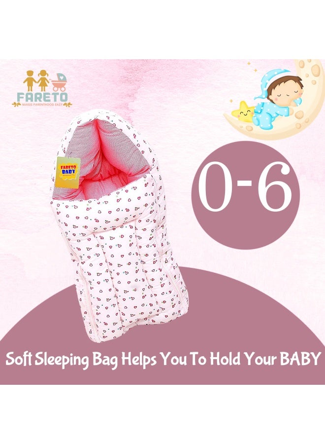 FARETO Gift Pack Combo Of 2 New Born Baby Sleeping Bag Cum Carry Bag 0 6Months Pink And Blue - Image 4